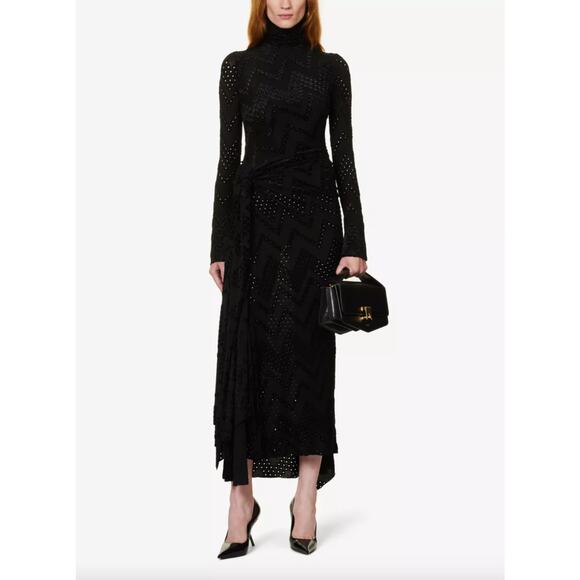 Victoria Beckham Eyelet Embroidered Jersey Dress with Twist Detail - Picture 6 of 16